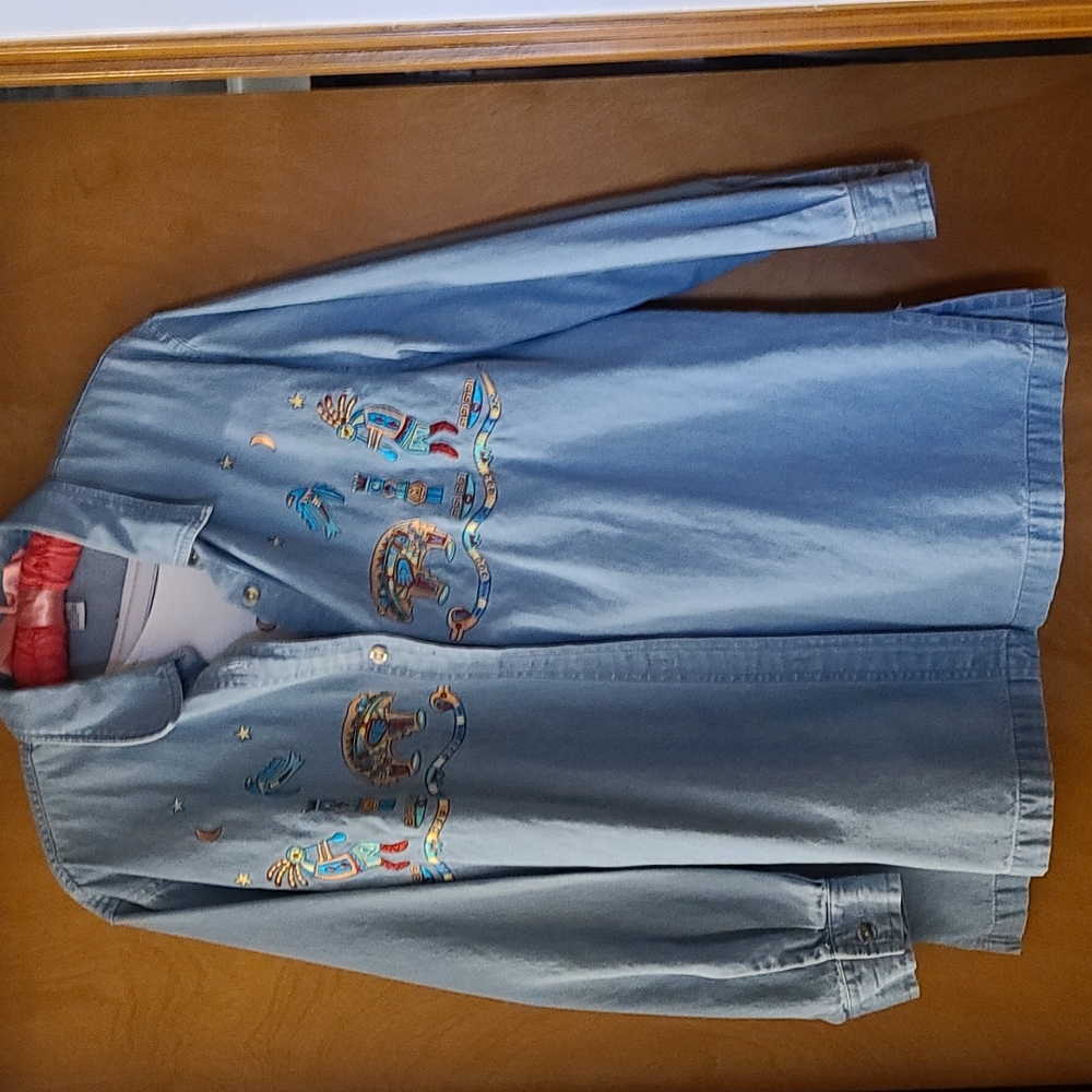 Passion 2-piece Southwest embroidered shirt with coordinating t-shirt.